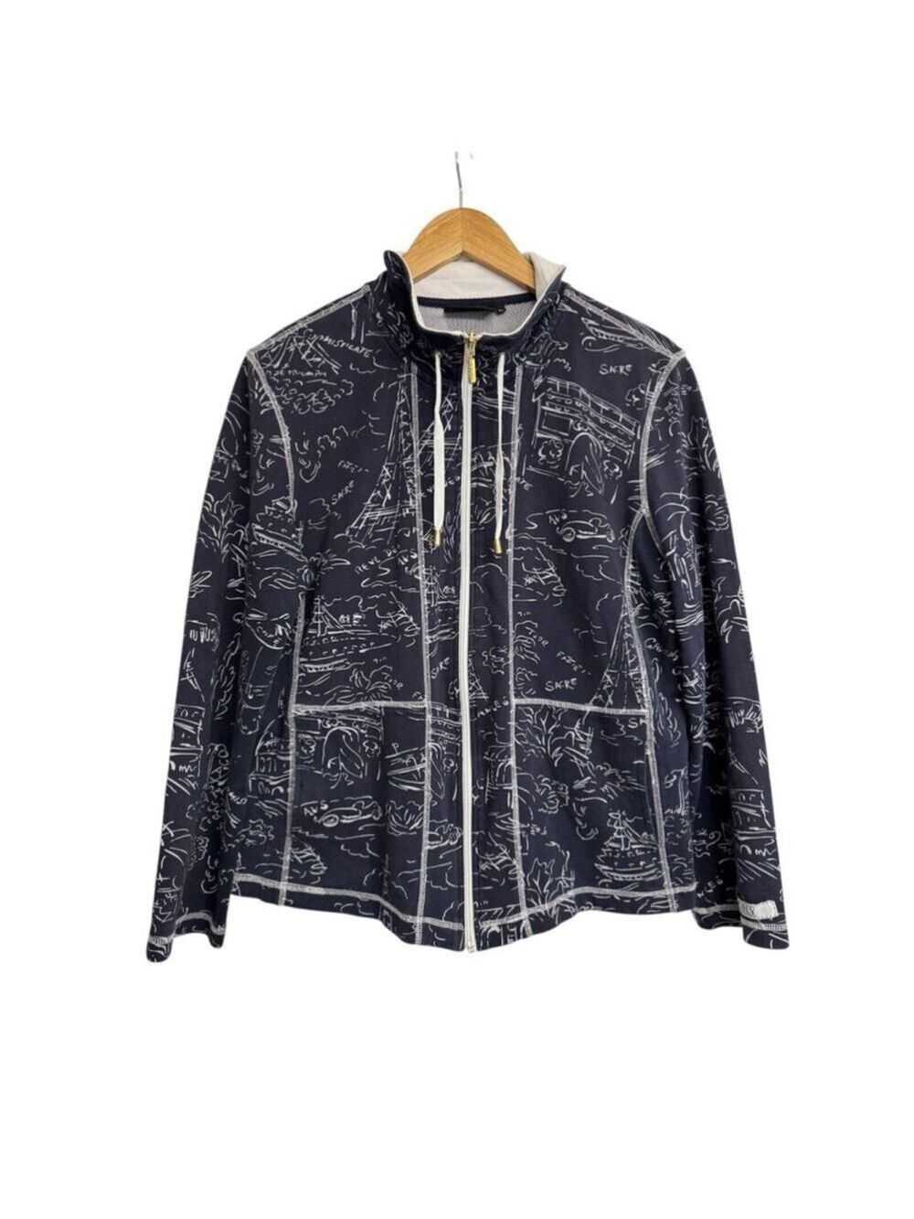 Orly Blue Parisian Print Women's Jacket Large
